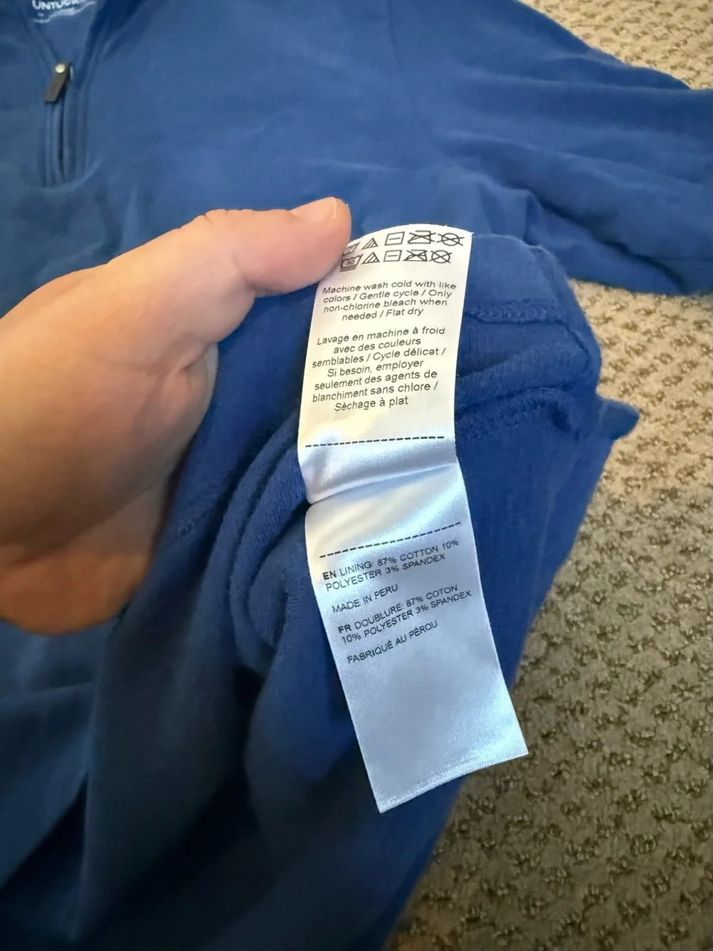 UNTUCKit Men’s 1/4 Zip Blue Sweater Santangelo Size Large Cotton Polyester EUC